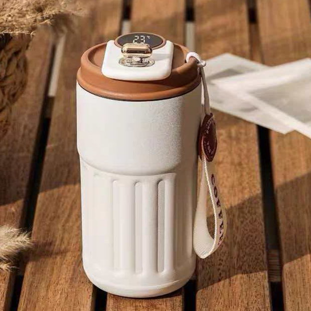 Kubek termiczny z wyświetlaczem temperatury, stal nierdzewna 304, 450 ml, do kawy i herbaty na gorąco i zimno, 6 kolorów