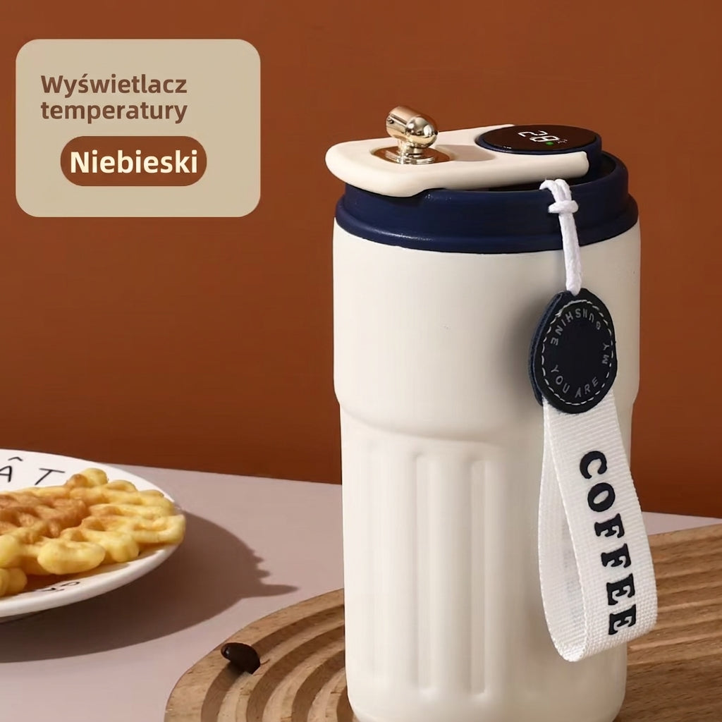 Kubek termiczny niebieski z wyświetlaczem temperatury