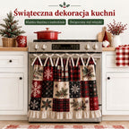 Zasłonka patchwork na piekarniku w świątecznej kuchni