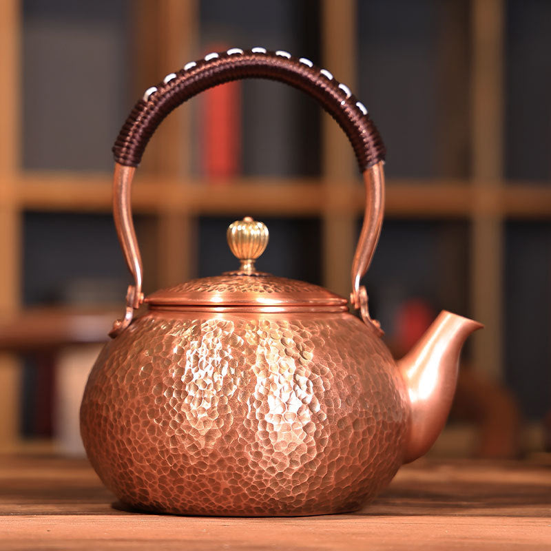 Czajnik z czystej miedzi, ręcznie kuty, do gotowania wody na herbatę, na kuchenkę gazową, 600–1800 ml, wzór młotkowany, gładki lub lotos
