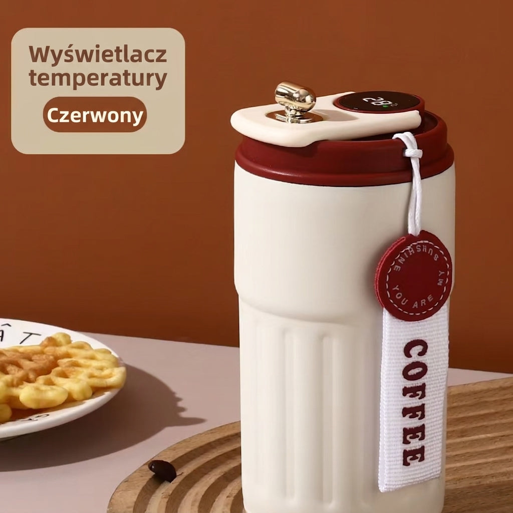 Kubek termiczny czerwony z wyświetlaczem temperatury