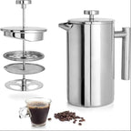 Zaparzacz do kawy French press ze stali nierdzewnej, podwójna ścianka, do kawy i spieniania mleka, 350, 750 lub 1000 ml