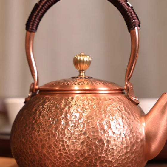 Czajnik z czystej miedzi, ręcznie kuty, do gotowania wody na herbatę, na kuchenkę gazową, 600–1800 ml, wzór młotkowany, gładki lub lotos