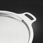 Płaska patelnia do naleśników i pizzy ze stopu tytanu, bez powłoki, młotkowana, na indukcję i gaz, 26–30 cm