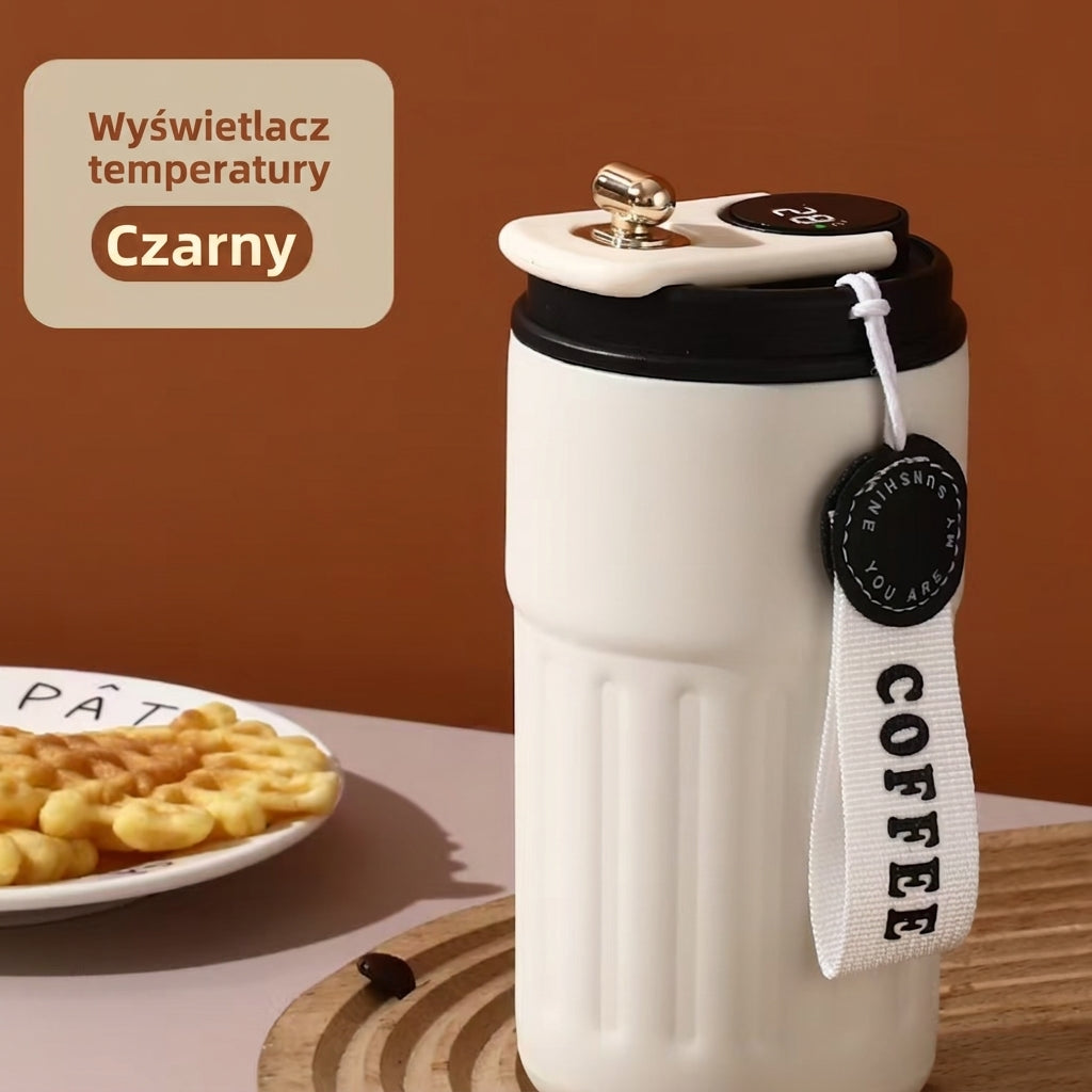 Kubek termiczny czarny z wyświetlaczem temperatury