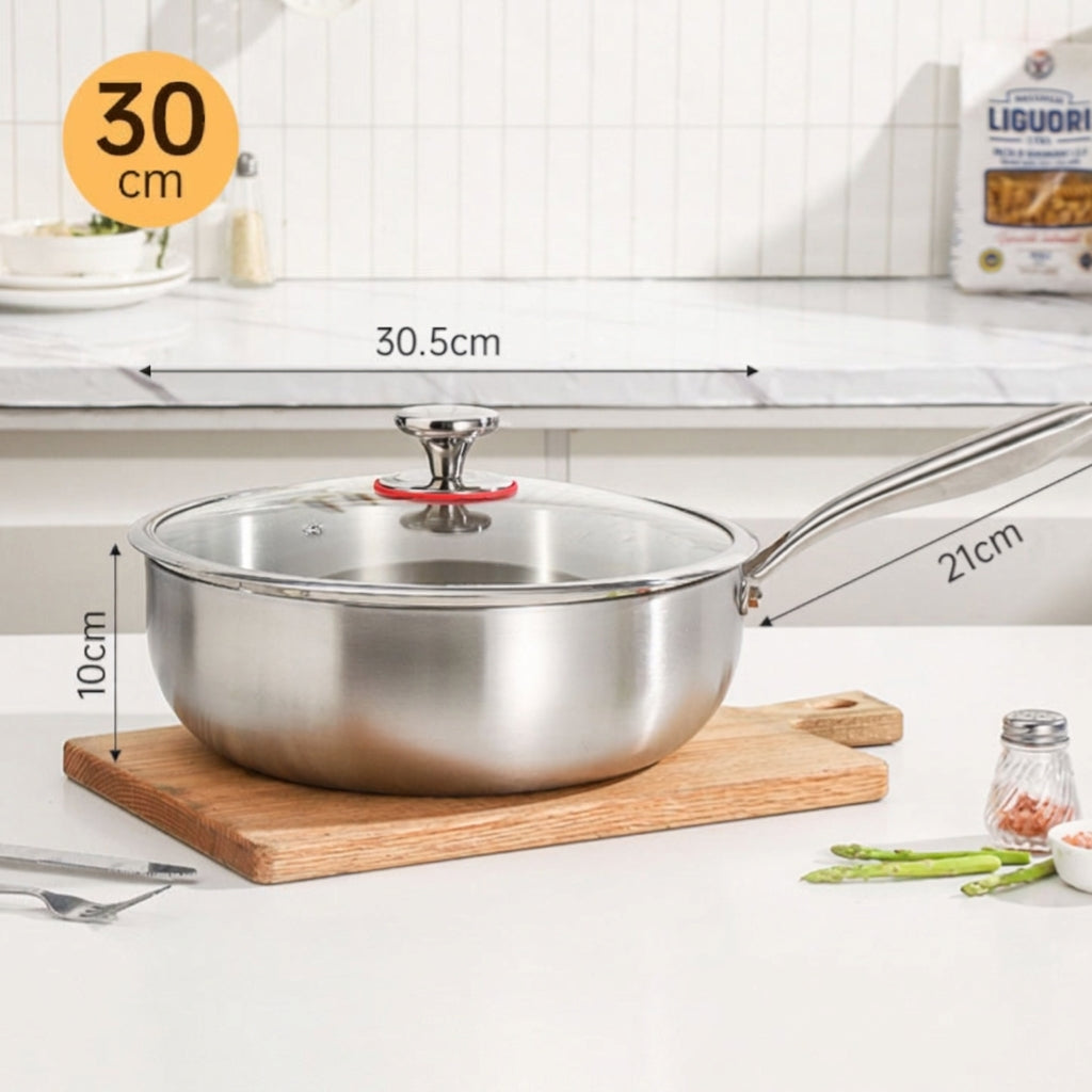 Wok 30 cm z pokrywką, wymiary
