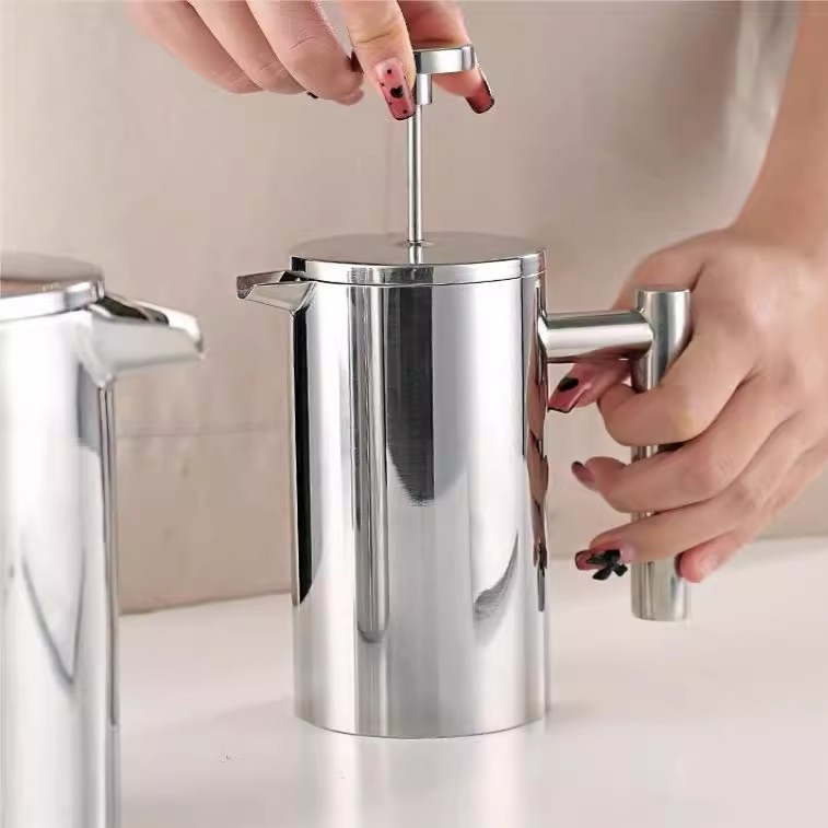 Zaparzacz do kawy French press ze stali nierdzewnej, podwójna ścianka, do kawy i spieniania mleka, 350, 750 lub 1000 ml